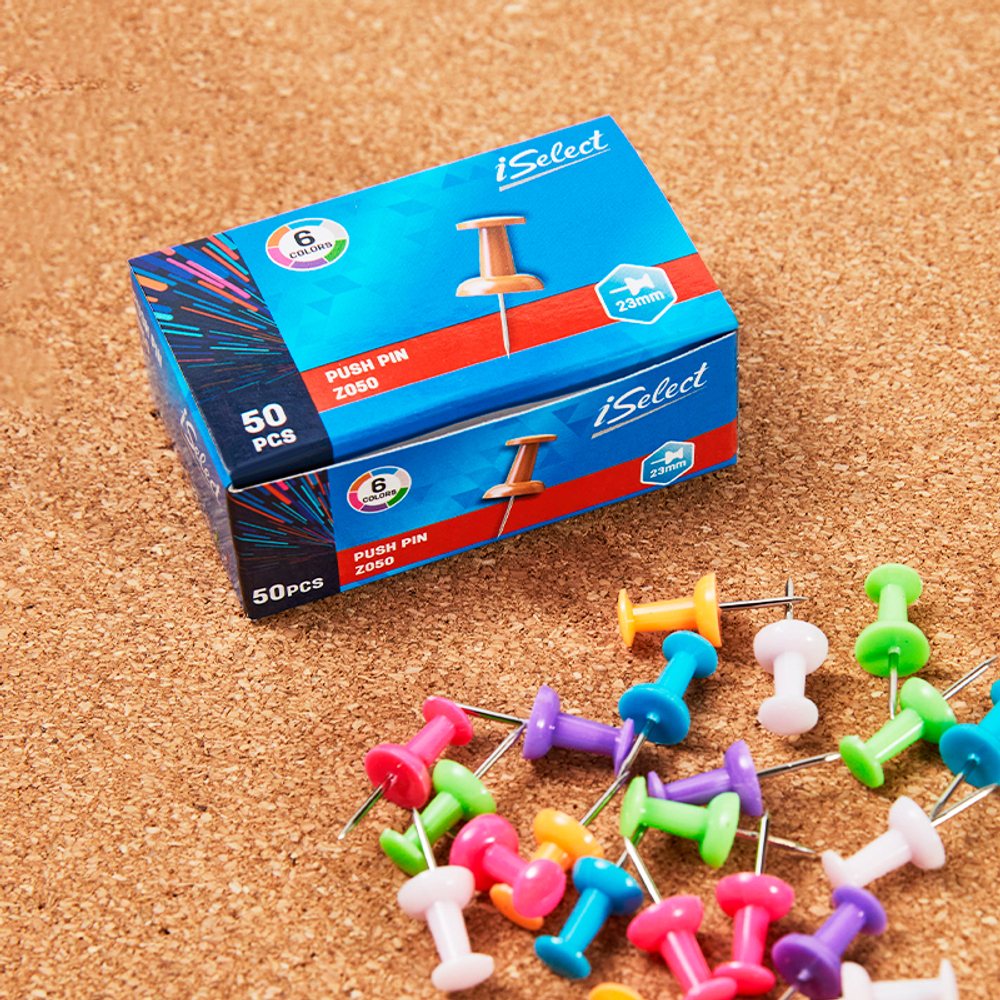 Гвоздики для доски DELI "i Select", цветные, 50 штук в коробочке