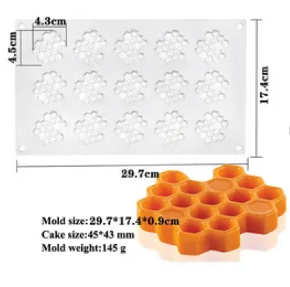 Форма силиконовая для шоколада "Соты" 15 ячеек