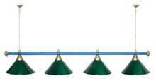 Лампа STARTBILLIARDS 4 пл. (плафоны зеленые,штанга зеленая,фурнитура золото)