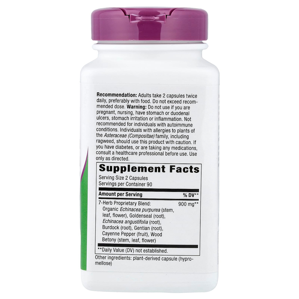 Nature's Way, эхинацея желтокорень, смесь премиального качества, 180 веганских капсул (450 мг в 1 капсуле)