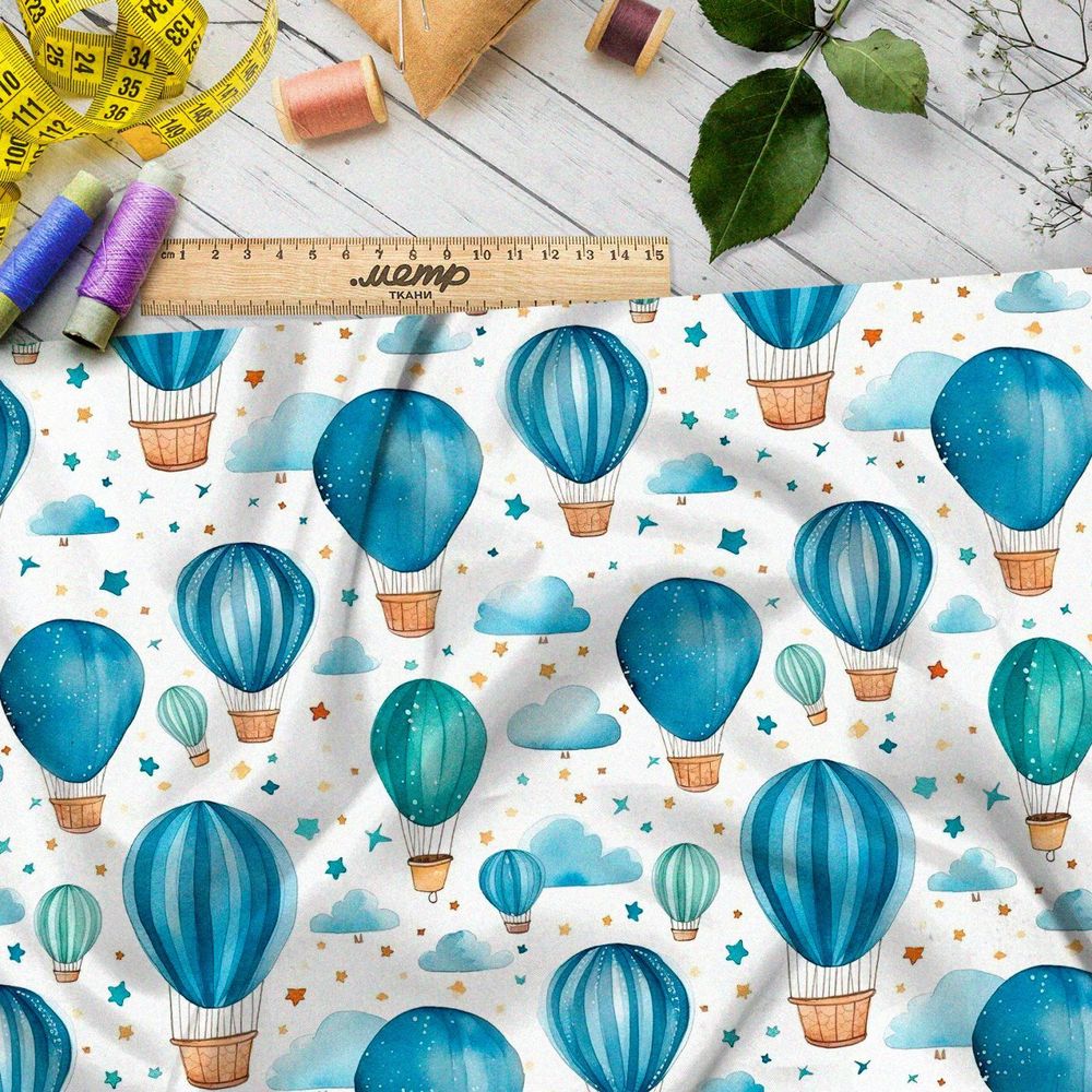 Ткань премиум мембрана голубые воздушные шарики