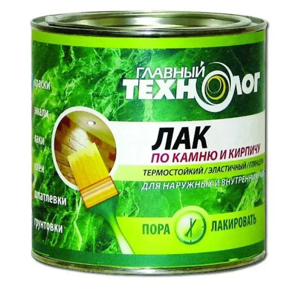 Лак по камню и кирпичу термостойкий Главный Технолог глянцевый 3 л