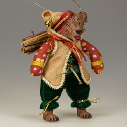 Ёлочная игрушка Медведь с хворостом