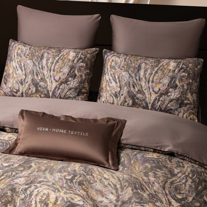 Комплект постельного белья на резинке Сатин Премиум «Мраморный поток»