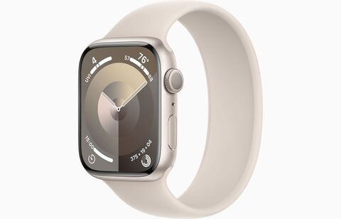 Умные часы Apple Watch Series 9 45 мм из алюминия цвета «сияющая звезда», силиконовый ремешок Solo «сияющая звезда» (размер 5)