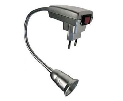 Ecola переходник вилка-патрон E27 гибкий 300мм с выключателем Черный