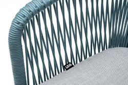 "Марсель" стул плетеный из роупа, каркас алюминий светло-серый (RAL7035) муар, роуп бирюзовый круглый, ткань светло-серая