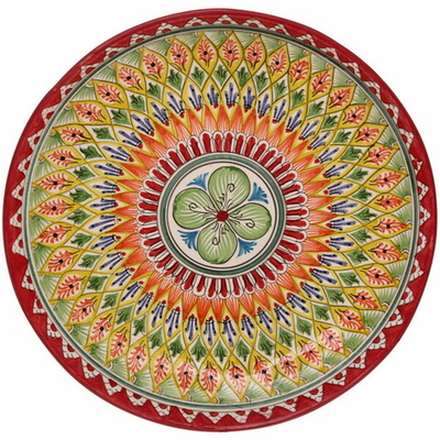 Ляган плоский 32см красный Риштанская Керамика