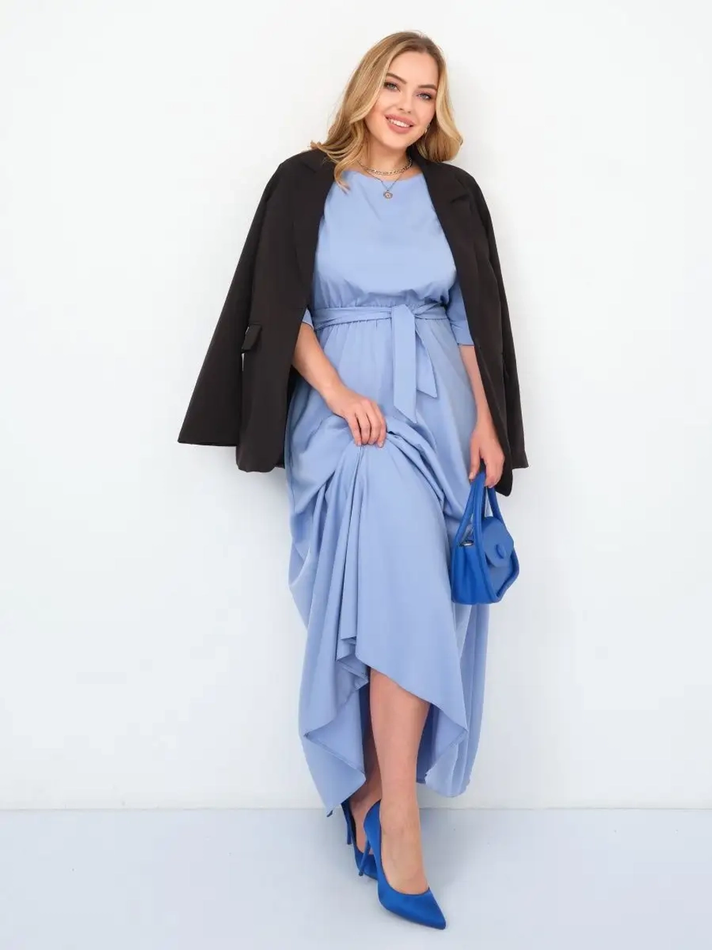 Платье на резинке с поясом