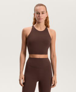 Oysho Майка Comfortlux с чашками и полосками на спине, коричневый