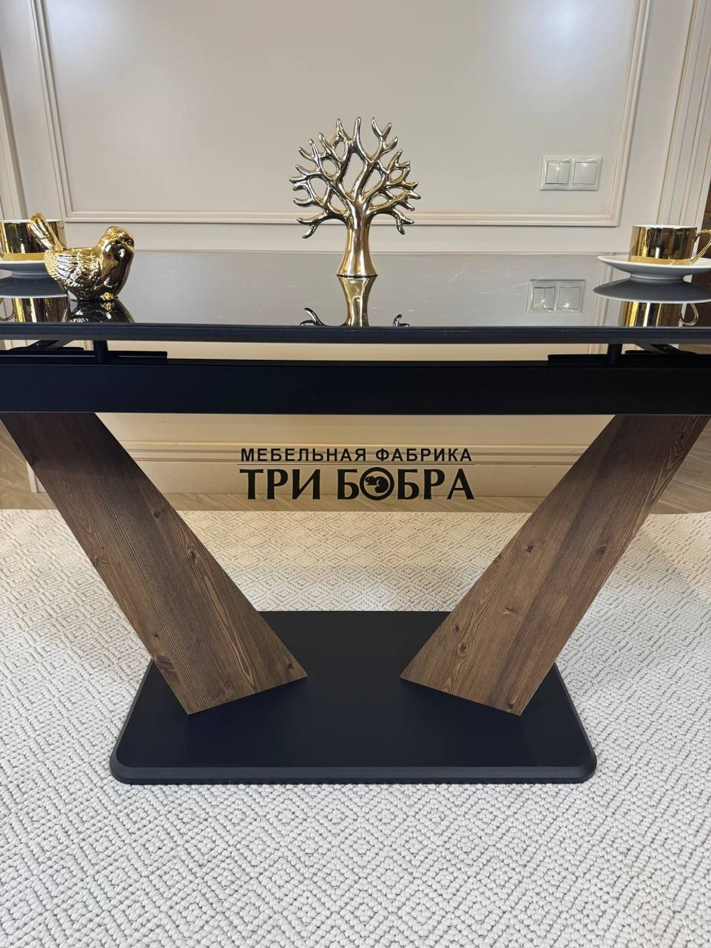 Кухонный раздвижной стол "Вирджиния", черный мрамор