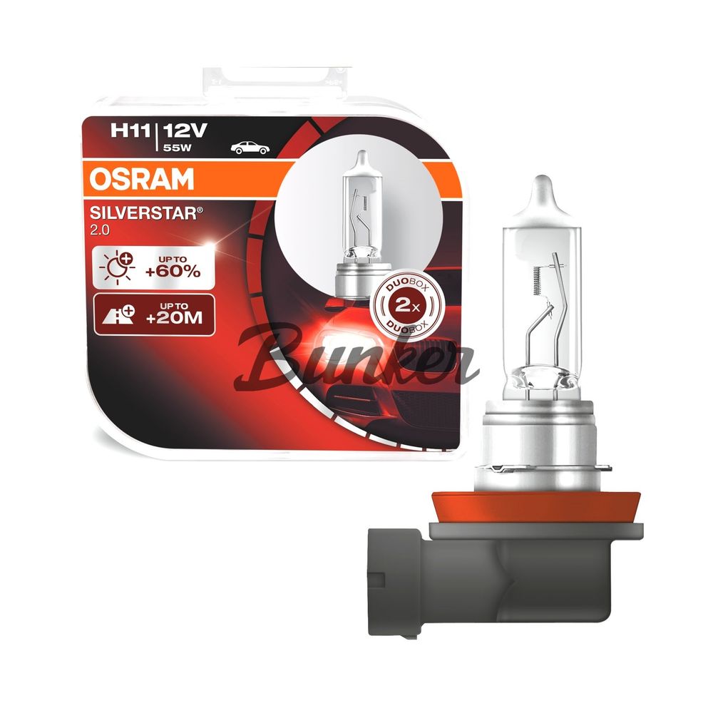 64211SV2HCB Лампа (H11) 12V 55W PGJ19-2 Silverstar 2.0 +60% Osram, (компл.)