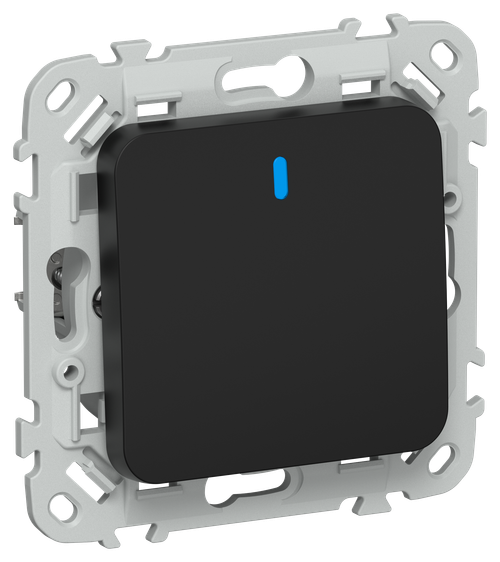 FLITE Выключатель 1-клавишный кнопочный проходной с индикацией 10А ВС61-2-1-ФлЧ черный IEK