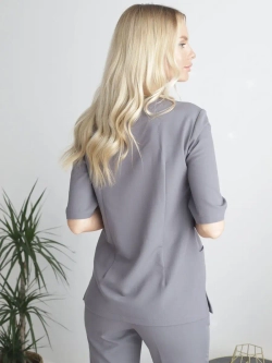 Рубашка медицинская стрейч серая