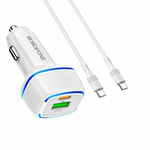 Автомобильная зарядка Borofone BZ14A 3A QC3.0, Type-C/Type-C, 012348 Белый