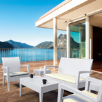 Кресло пластиковое плетеное с подушкой Siesta Contract Miami Lounge Armchair, белый