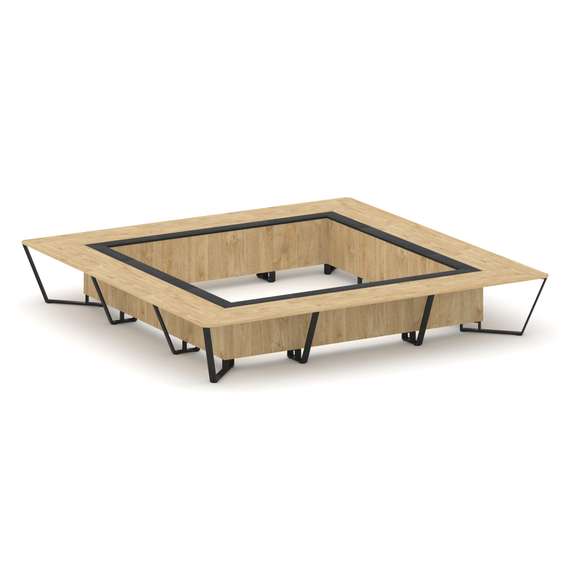 Steel Meet Стол переговорный квадратный KM-PR.B.SP-24K Тиквуд Светлый/Графит Глянец/Металл Черный 48