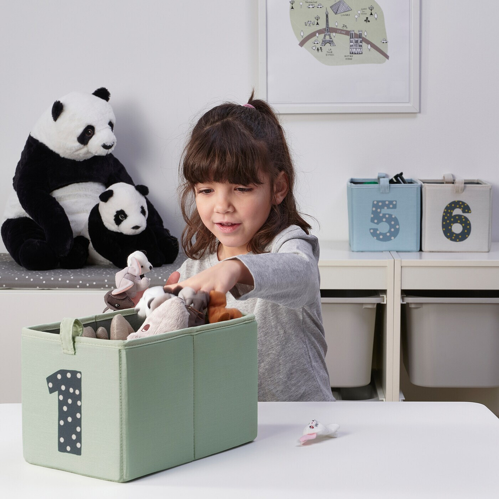 IKEA BARNDRÖM  (ИКЕА БАРНДРÖМ)  -  Коробка, 3 шт, зеленый синий/бежевый, 17x27x17 см