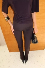 Футболка с объемными плечами, Черная