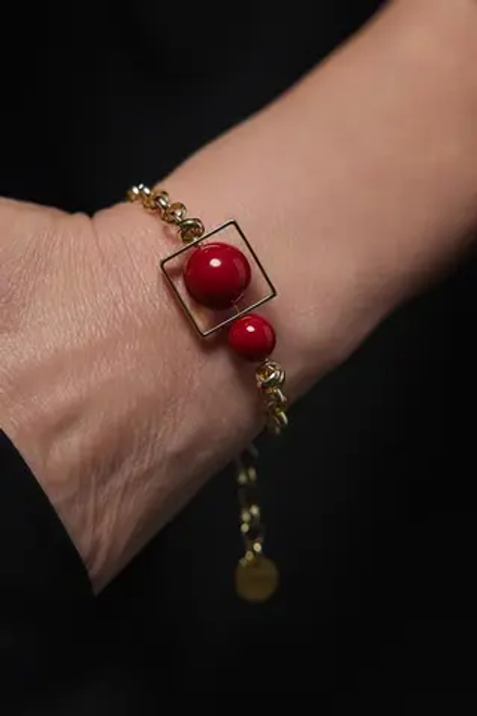 Браслет miss Di золото с красным жемчугом Майорка