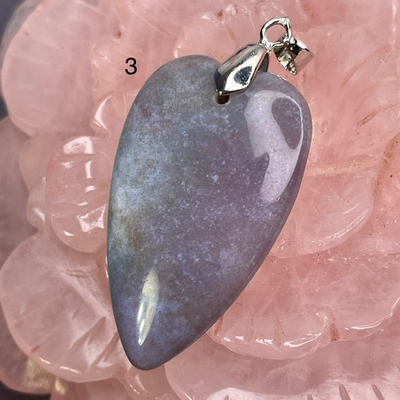 53954  Агат моховой Кулон сердце 25*40мм