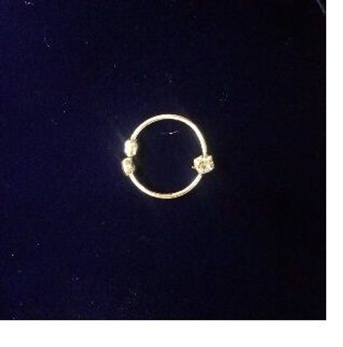 Клипса в нос круглая с камушком под золото