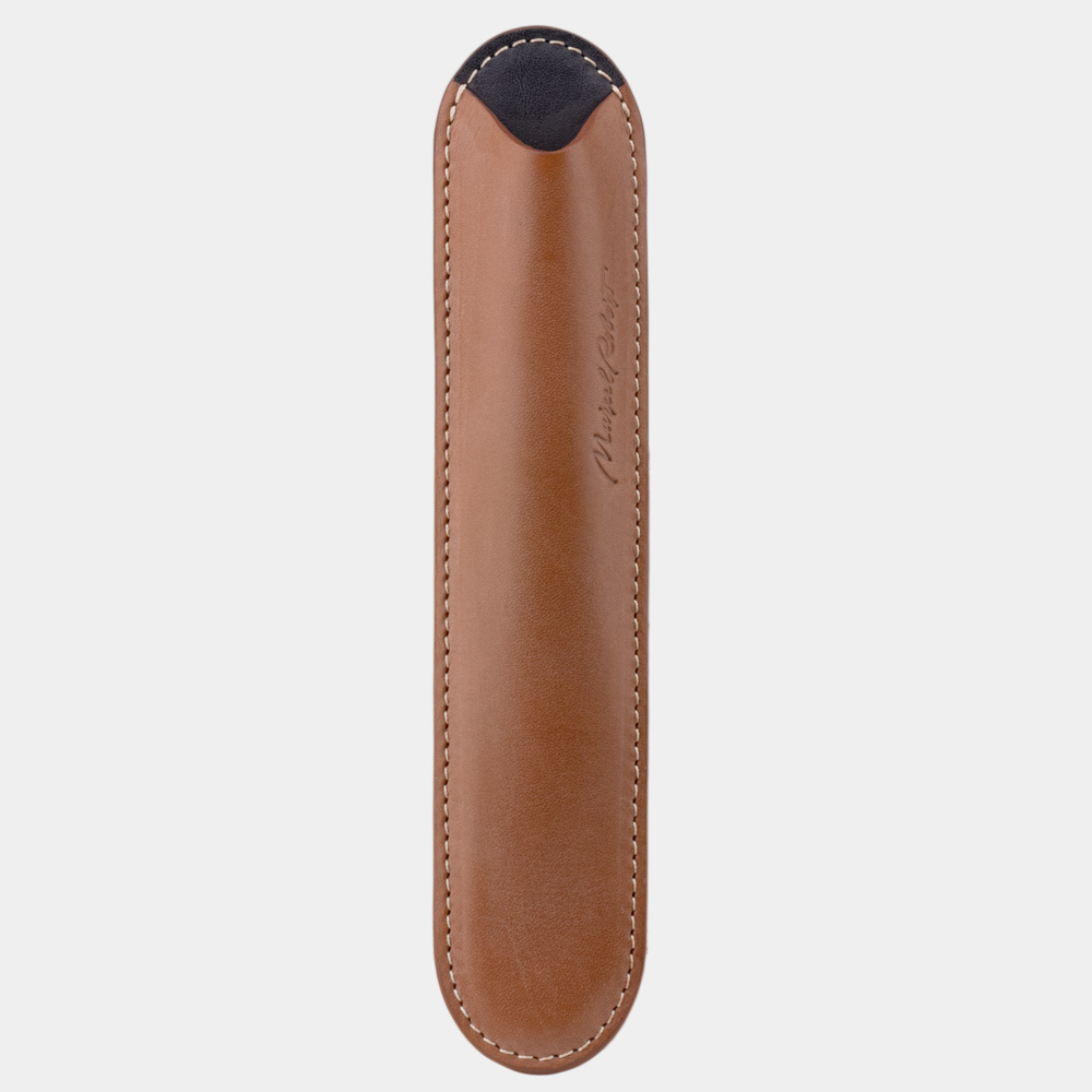 Чехол для ручки Plume Bicolor из натуральной кожи теленка, коричневого цвета