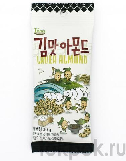 Миндаль обжаренный со вкусом морской капусты Tom's farm Laver Almond, 30 гр