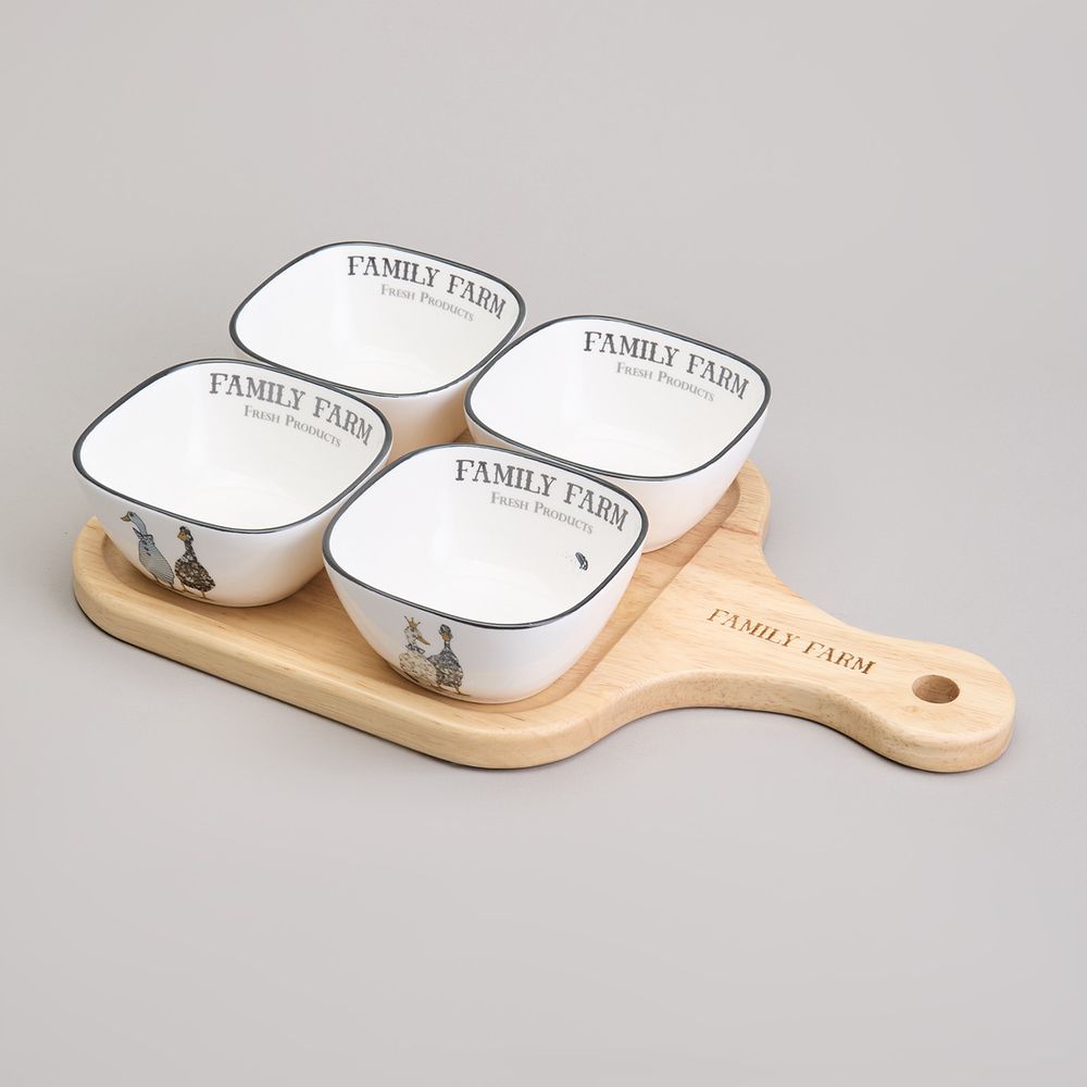 НАБОР САЛАТНИКОВ НА ДЕРЕВ. ПОДСТАВКЕ LEFARD "FAMILY FARM" 5 ПР. 30*19*6,7 СМ (КОР=8НАБ.)