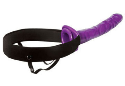 Мужской полый фиолетовый страпон, 23 см