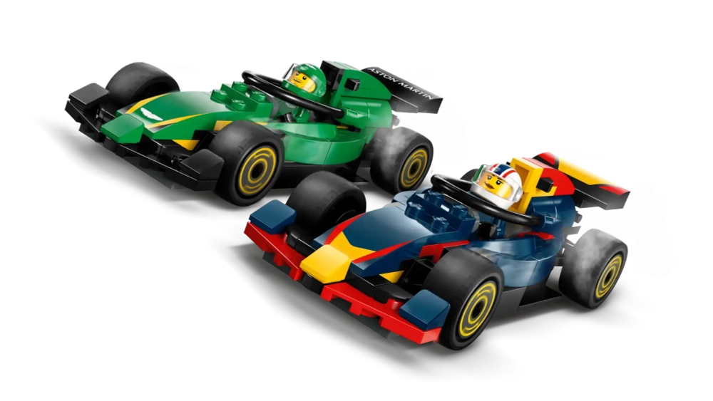 Конструктор LEGO City 60445 Грузовик с автомобилями RB20 и AMR 24 F1
