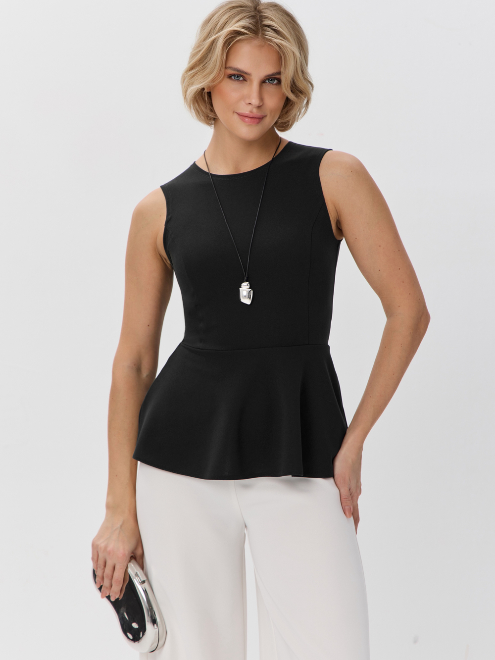 Вечерний топ-блузка с баской