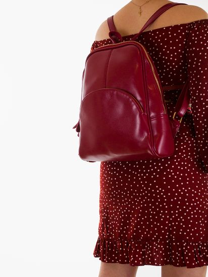 Рюкзак женский из экокожи Front Pocket. Красный