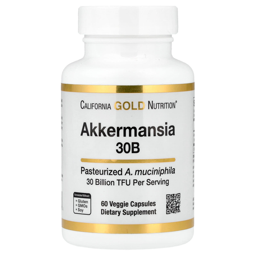 California Gold Nutrition, Akkermansia 30B, аккермансия, 60 вегетарианских капсул