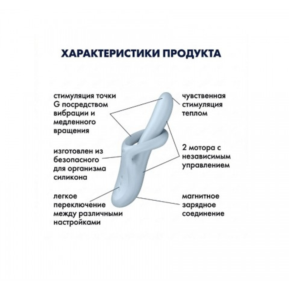 Вибратор с ротацией Satisfyer Heat Flex 4 голубой (c подогревом)