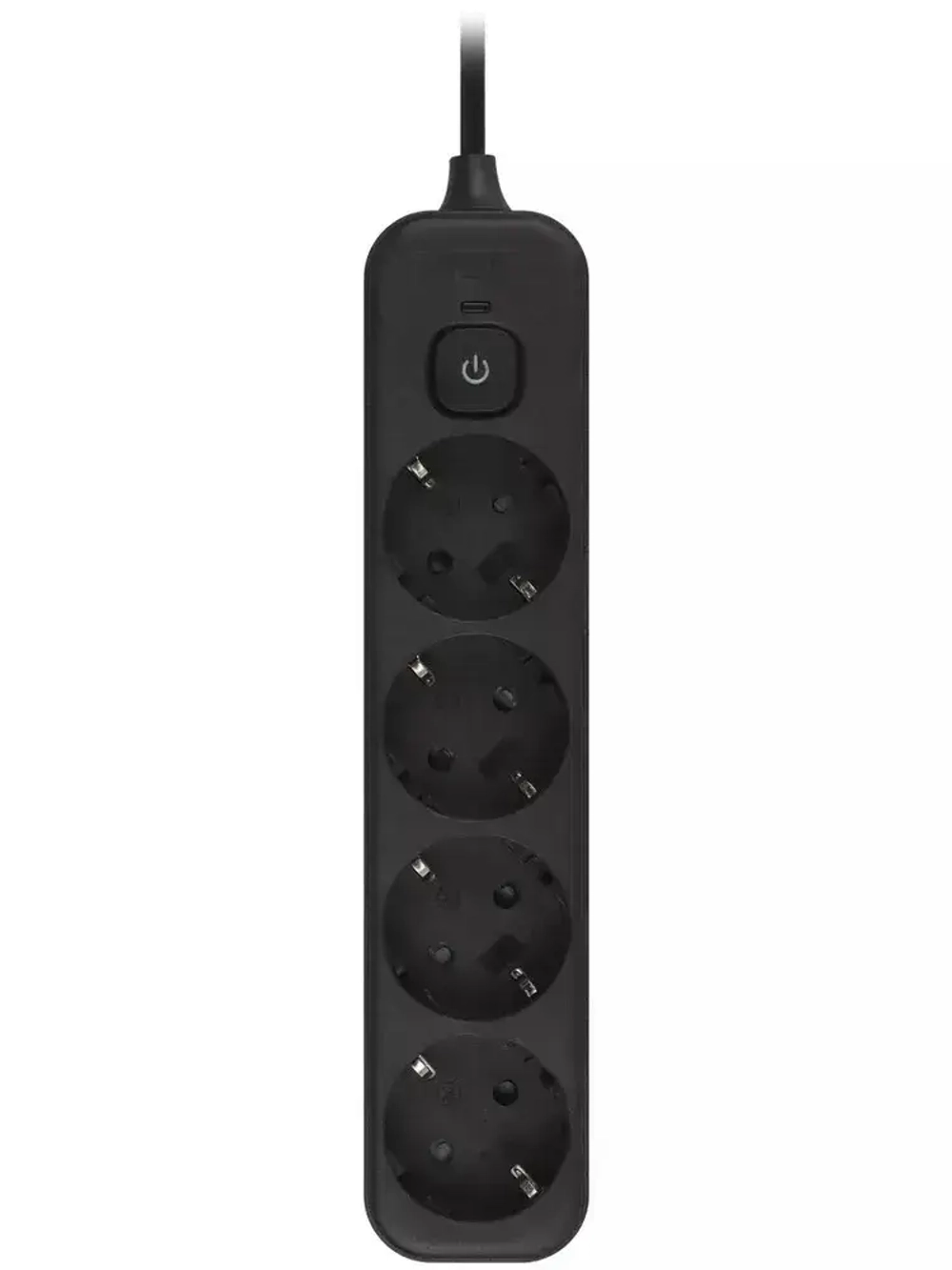 Сетевой фильтр Intro SFE415-B с базовой защитой с заземлением с выключателем 4 розетки 1,5м 10А черный / удлинитель сетевой 1,5м