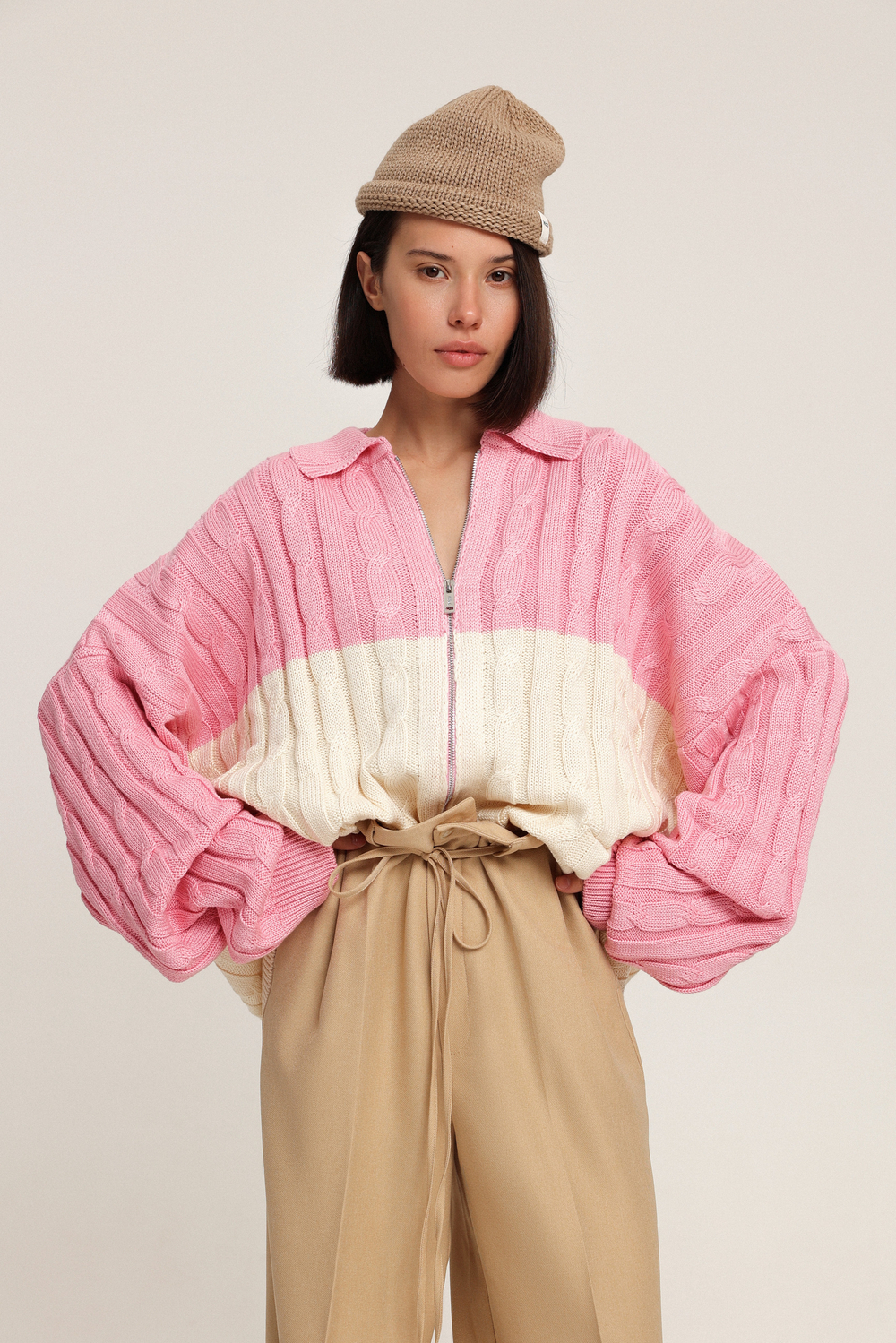 Кардиган на молнии с косами