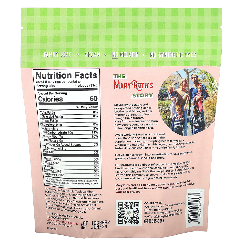 MaryRuth's, жевательные мармеладки в виде мишек, со вкусом клубники, 240 г