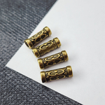 Разделитель для бусин, 12мм, трубочка с рисунком, античная бронза