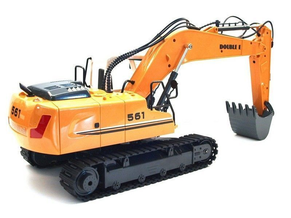 Радиоуправляемый экскаватор Double Eagle E561-003S с металлическим ковшом, для детей, на гусеницах, 1:16, желтый