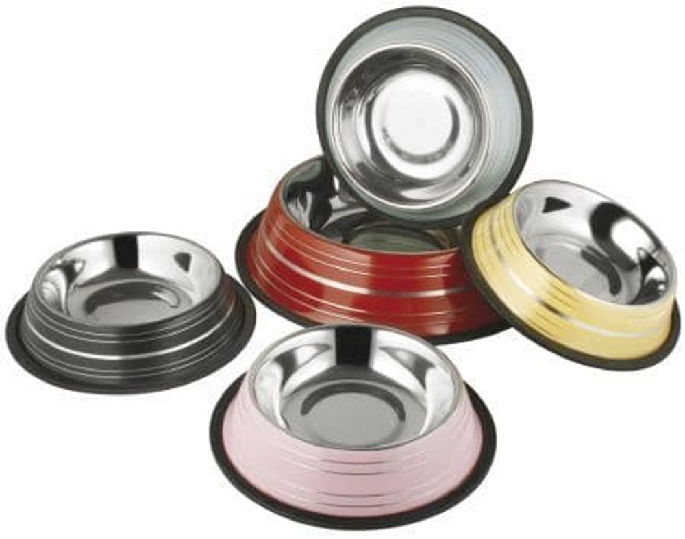 Миска 0,70л металл цветная резиновое основание