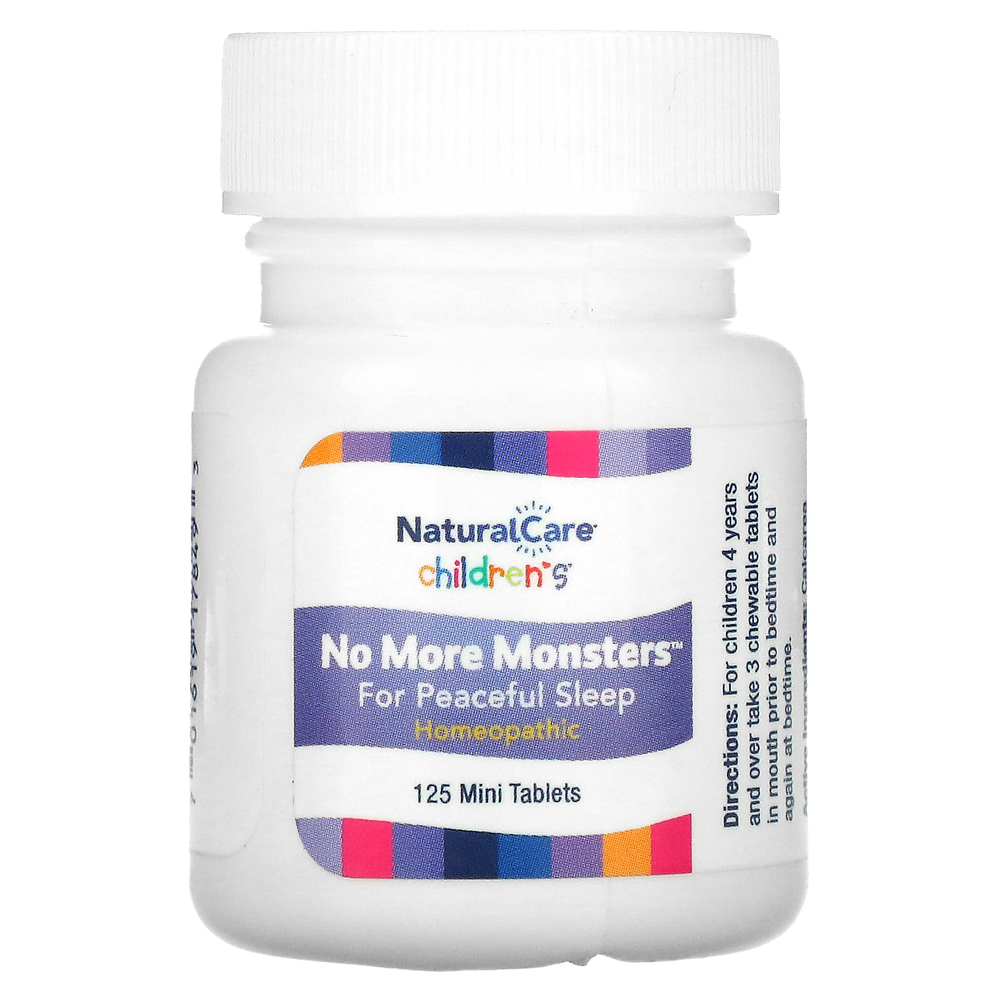 NaturalCare, Children's No More Monsters, снотворное для детей, с натуральным вкусом банана, 125 мини-таблеток