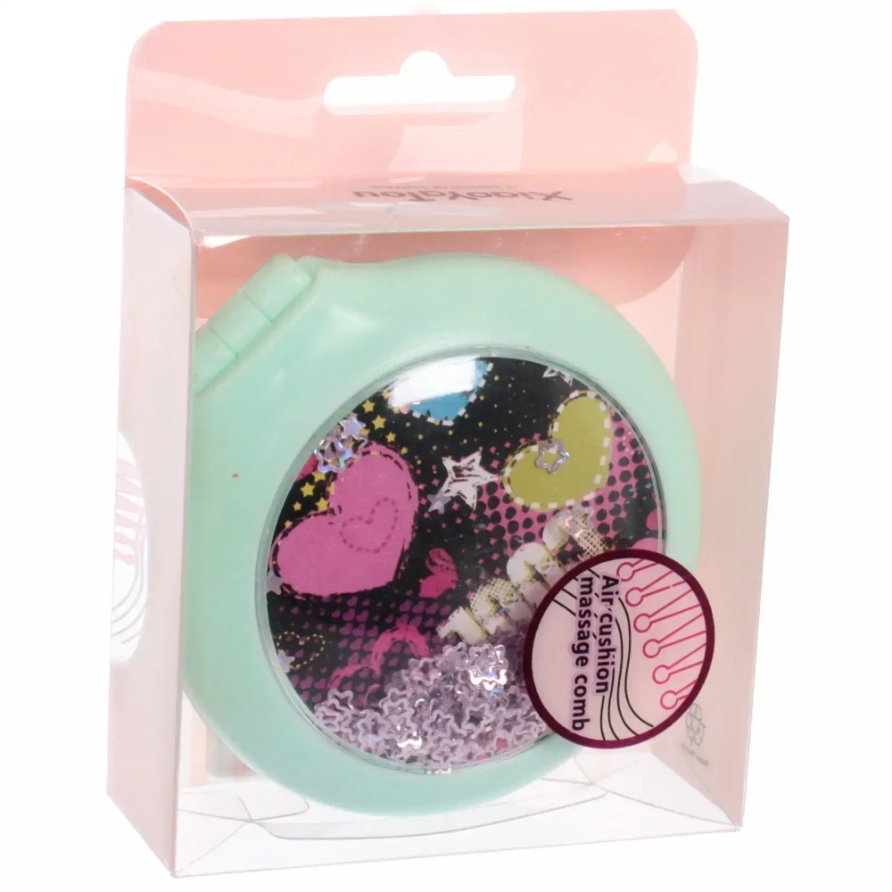 Расческа массажная складная с зеркалом, круглая «Monaco - Love», микс 4 цвета, 7 см (коробка PVC)