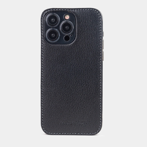 Чехол-накладка кожаная для iPhone 15 Pro Max черного цвета