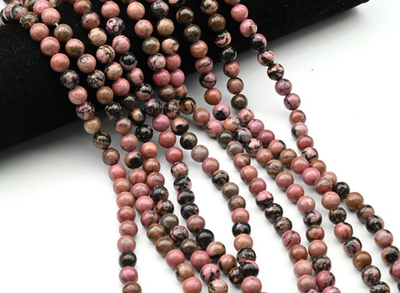 35017-8 Родонит шар гладкий глянцевый 8мм, нить 38см