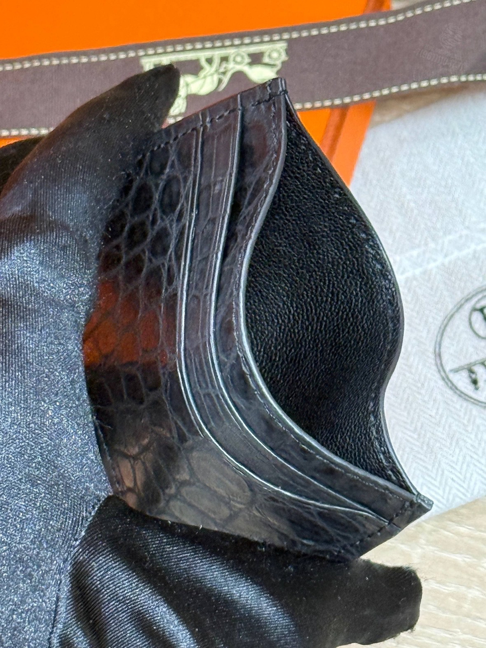 Картхолдер Hermes из кожи крокодила