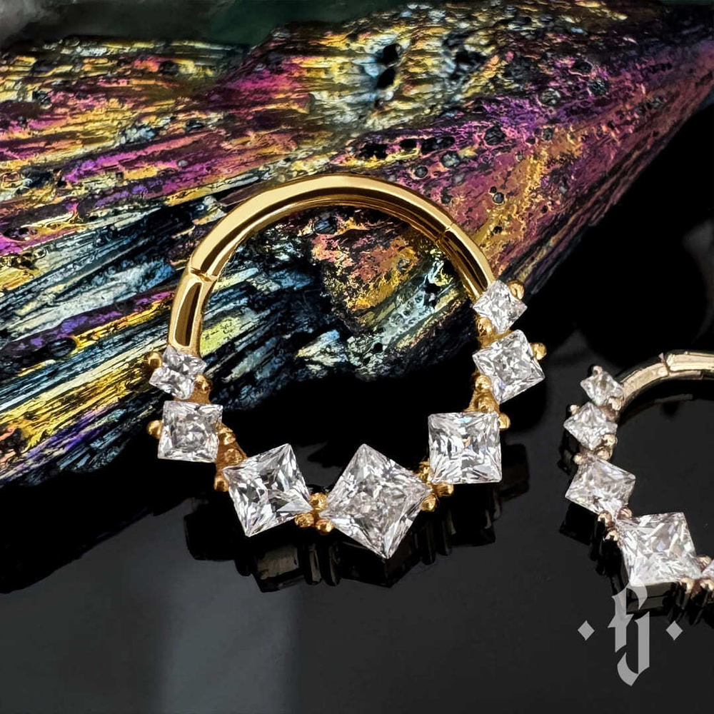 Кликер "Magic" - Желтое золото - White CZ