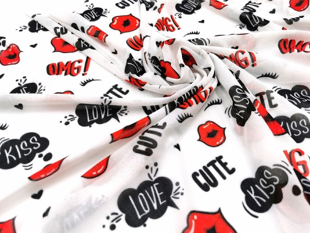 УЦЕНКА! Эластичная сетка, принт &quot;Lips&quot; 48 х 160 см
