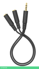Адаптер аудио A4Tech 2xJack 3.5 (f)/Jack 3.5 (m) 0.2м черный (AD-3P)