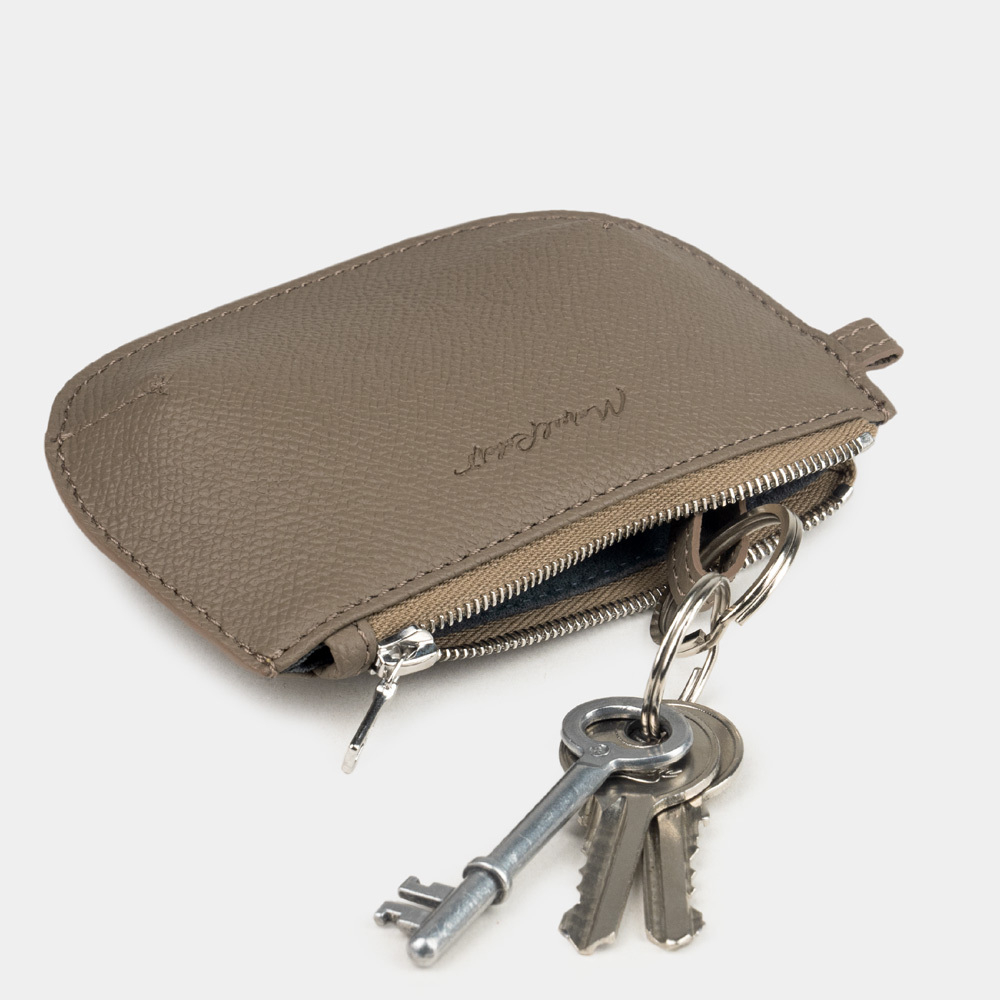 Ключница-кошелек Chatelain из кожи сафьяно, бежевого цвета